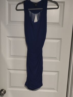 Lipstick Boutique Royal Blue Sleeveless Midi Dress with Strappy Back Detail